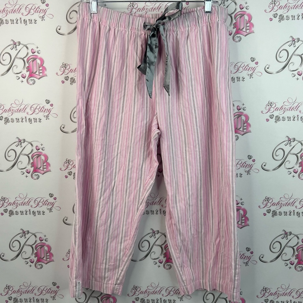 La Vie En Rose capri pants stripes silver Pink and White Striped Pajama Pants